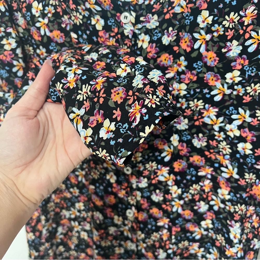 Long Sleeve Colorful Floral Midi Dress - Picture 10 of 13